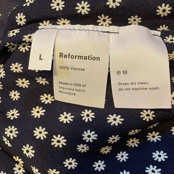 Reformation Lucky Wrap Dress Navy Blue Daisy L - Picture 7 of 8